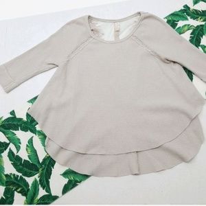 free people waffle knit lace back pullover top